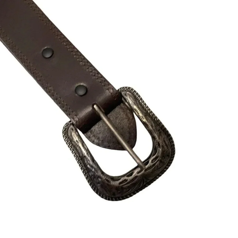 AndWest Tooled and Metal Concho Overlay‎ Brown Belt SZ 40